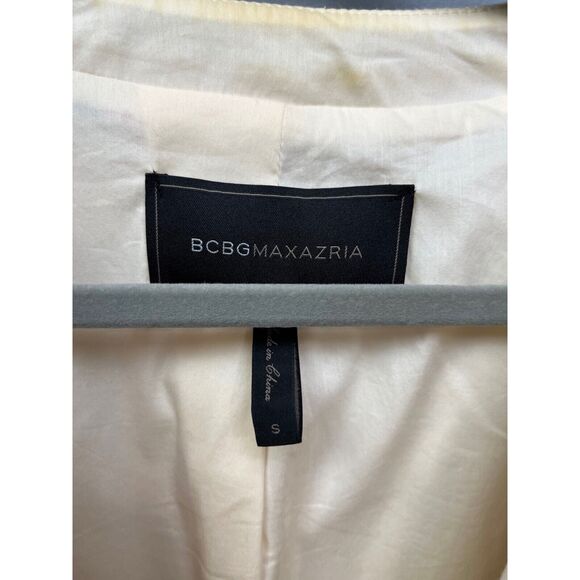 BCBGMaxazria Blazer womens small Cream striped Jacket pockets Office‎ - Picture 3 of 7